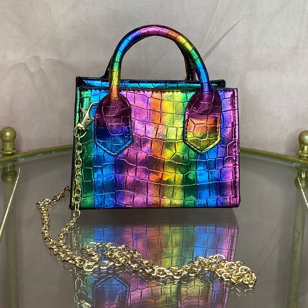Chrome rainbow mini purse
